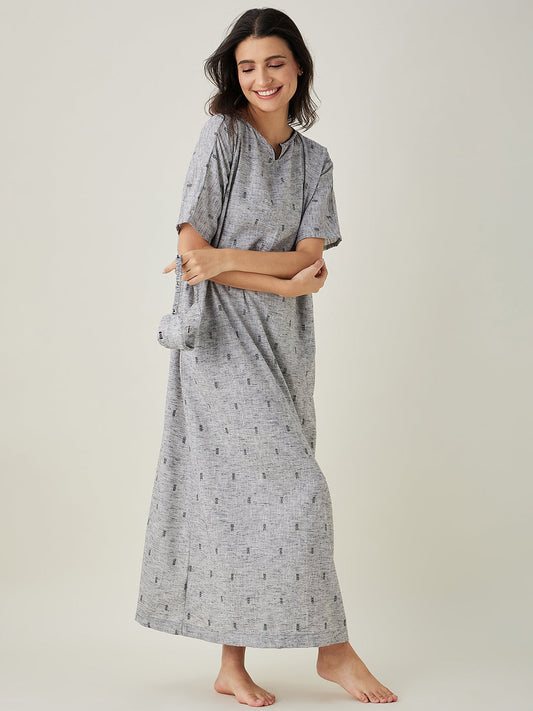 Women's Grey Serenade Dobby Nightdress