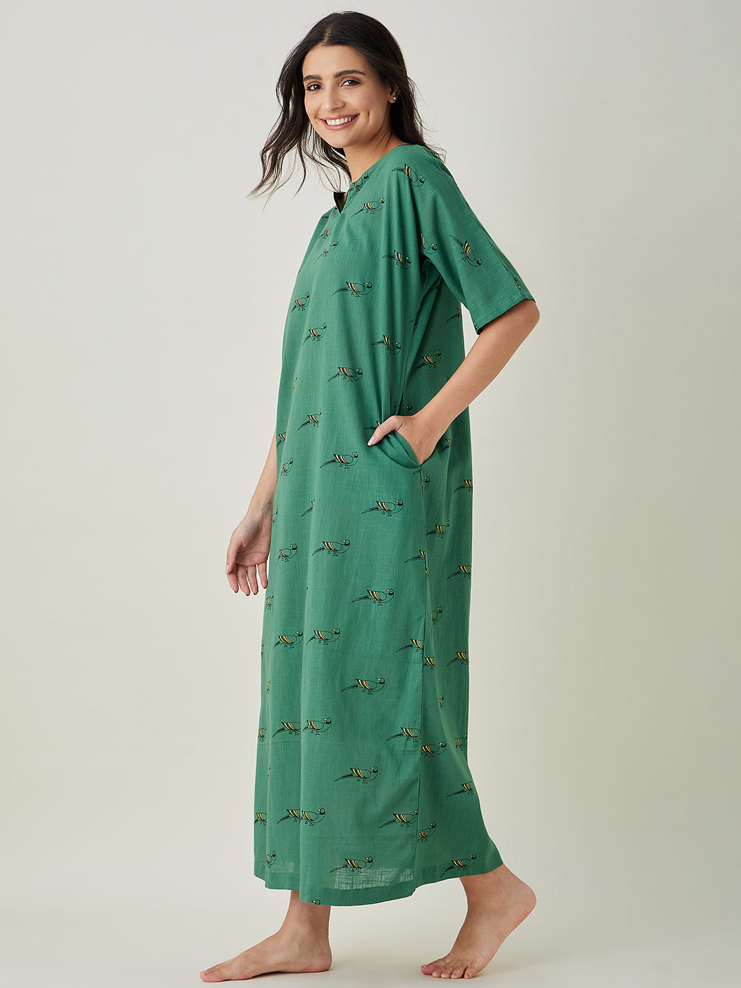 Women's Green Parrot's Perch Nightdress