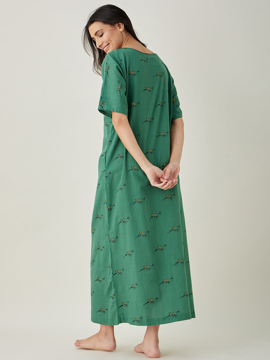 Women's Green Parrot's Perch Nightdress