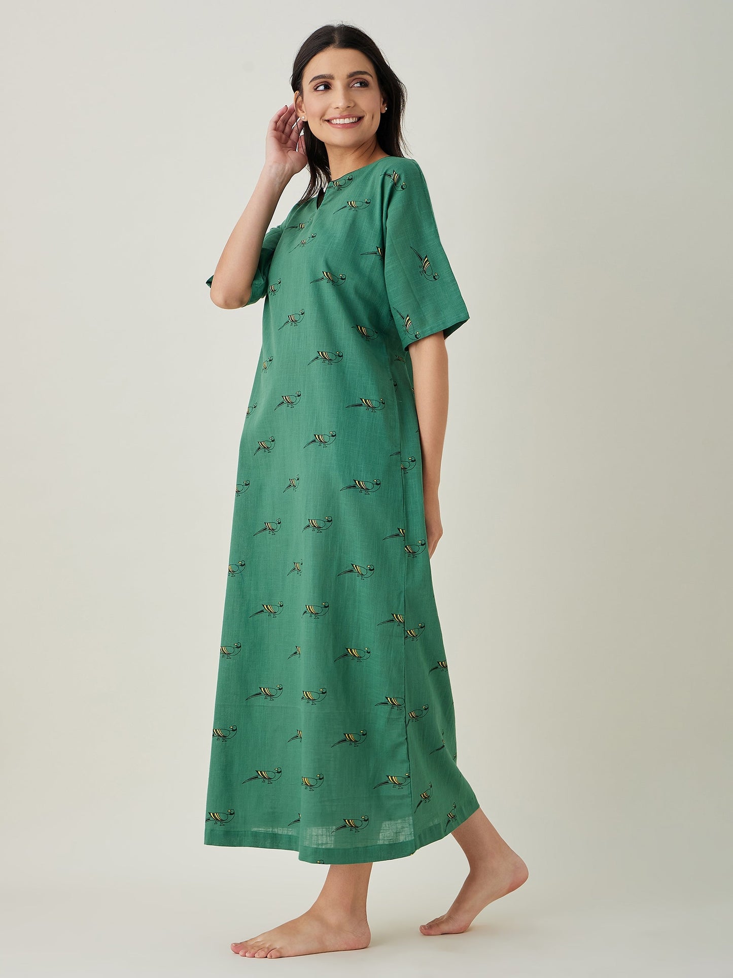 Women's Green Parrot's Perch Nightdress