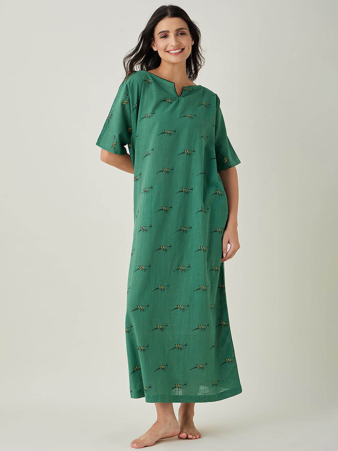 Women's Green Parrot's Perch Nightdress