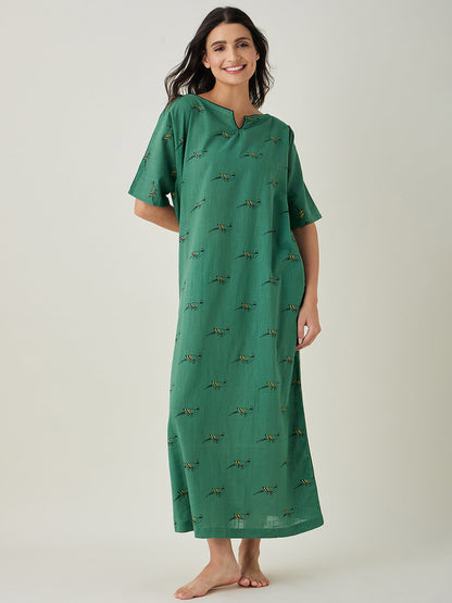 Women's Green Parrot's Perch Nightdress