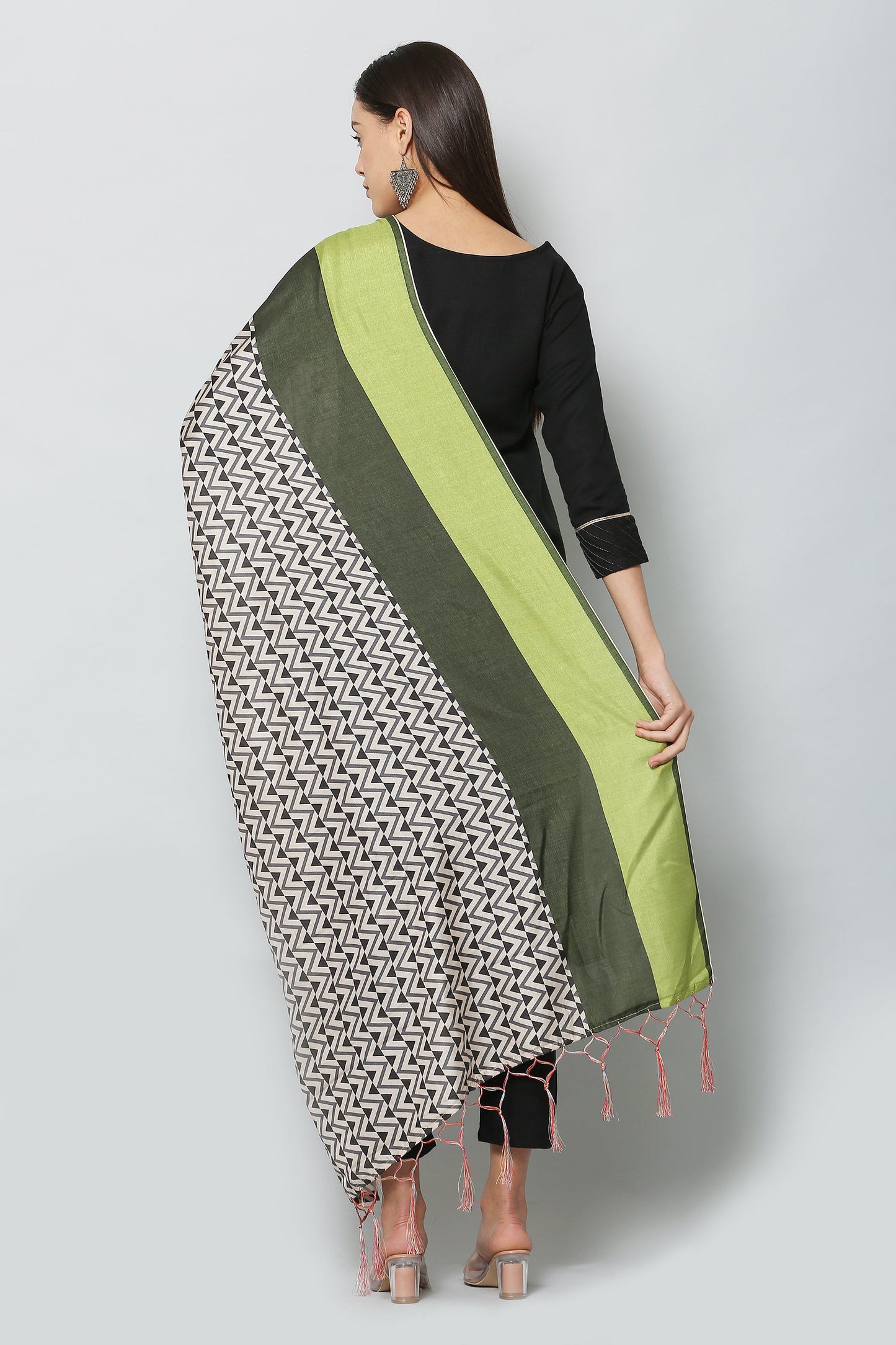 Women's Black Color Art Silk Digital Printed Dupatta