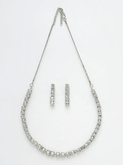 Women's silver plated CZ stone handcrafted jewellery set