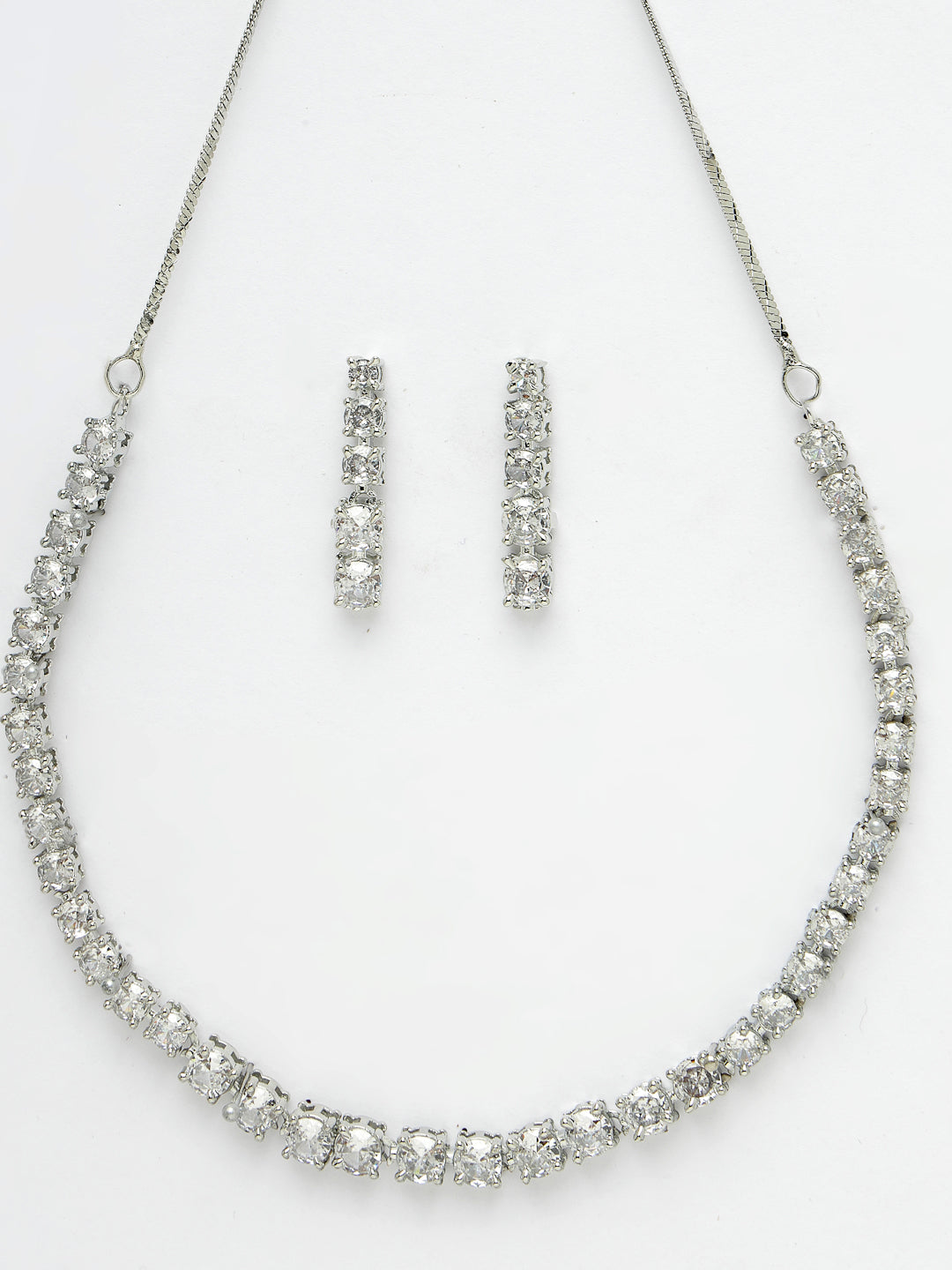 Women's silver plated CZ stone handcrafted jewellery set