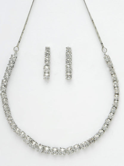 Women's silver plated CZ stone handcrafted jewellery set