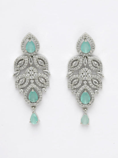 Women's silver plated & Turquoise CZ stone handcrafted jewellery set