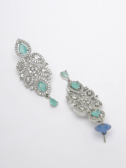 Women's silver plated & Turquoise CZ stone handcrafted jewellery set