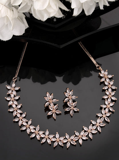 Women's gold plated CZ stone handcrafted jewellery set