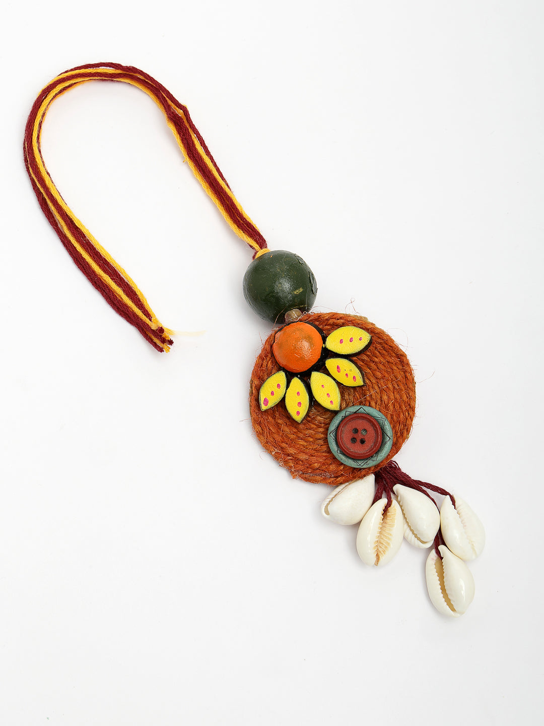 Set Of 2 Multicolor Sea Shell Handcrafted Bhaiya Bhabhi Rakhi With Roli Chawal & Chocolate