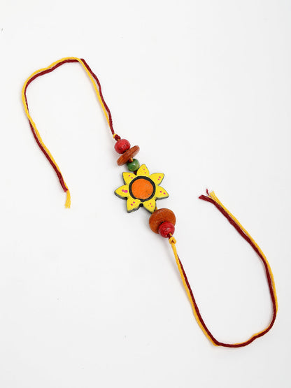 Set Of 2 Multicolor Sea Shell Handcrafted Bhaiya Bhabhi Rakhi With Roli Chawal