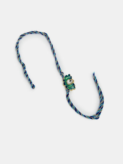 Set Of 2 Turquoise Blue Lotus Shape Kundan-Studded & Beaded Handcrafted Wraparound Rakhi Set With Roli Chawal