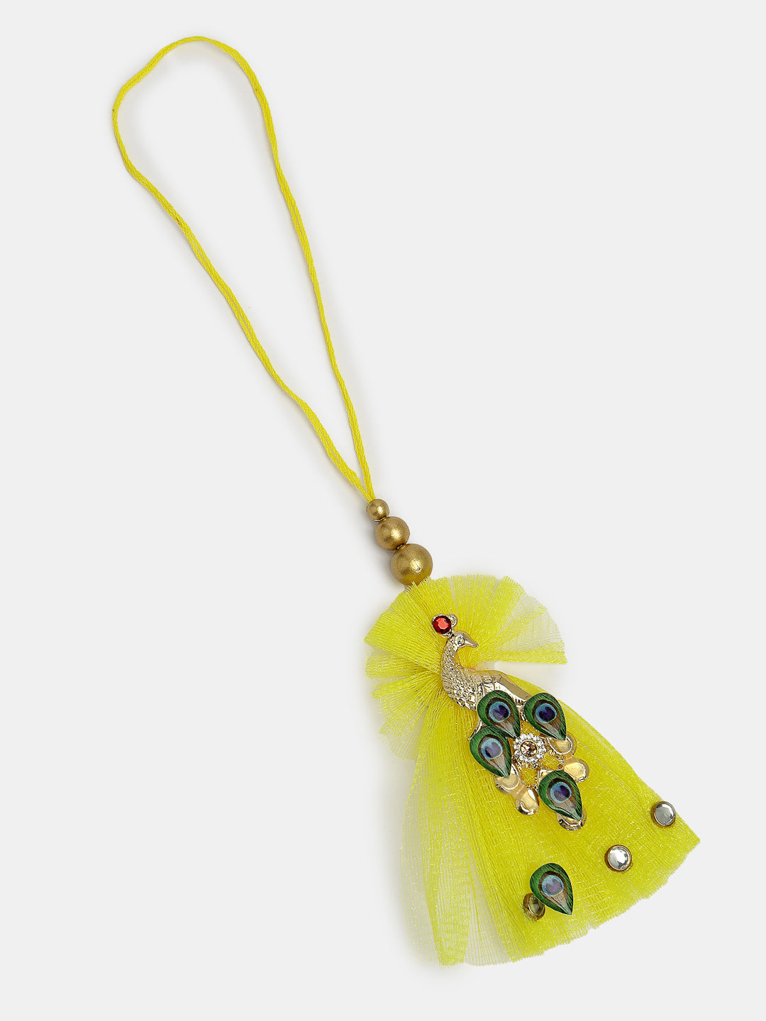 Set Of 2 Yellow Peacock Design Bhaiya Bhabhi Rakhi With Roli Chawal & Chocolate