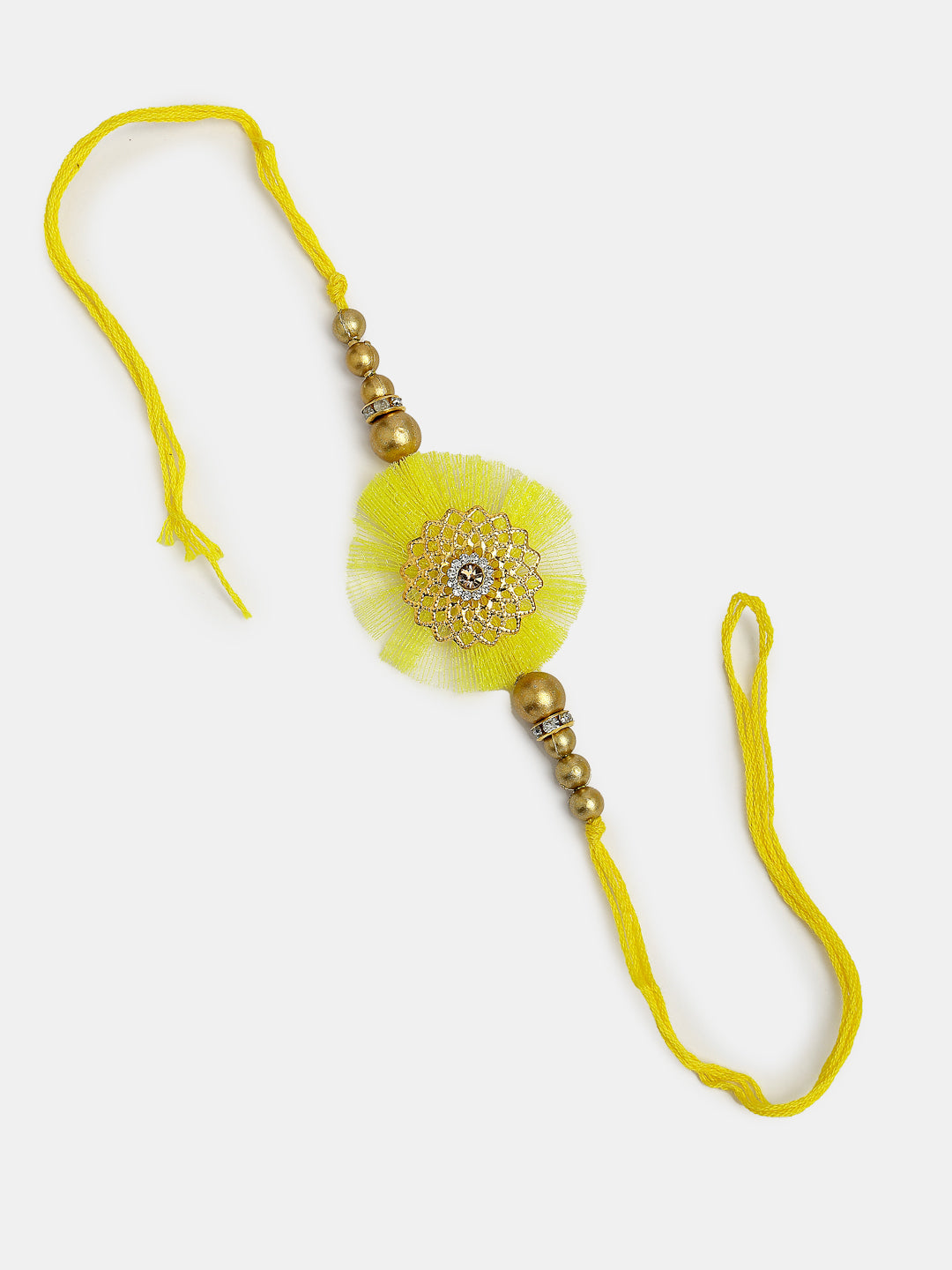 Set Of 2 Yellow Peacock Design Bhaiya Bhabhi Rakhi With Roli Chawal