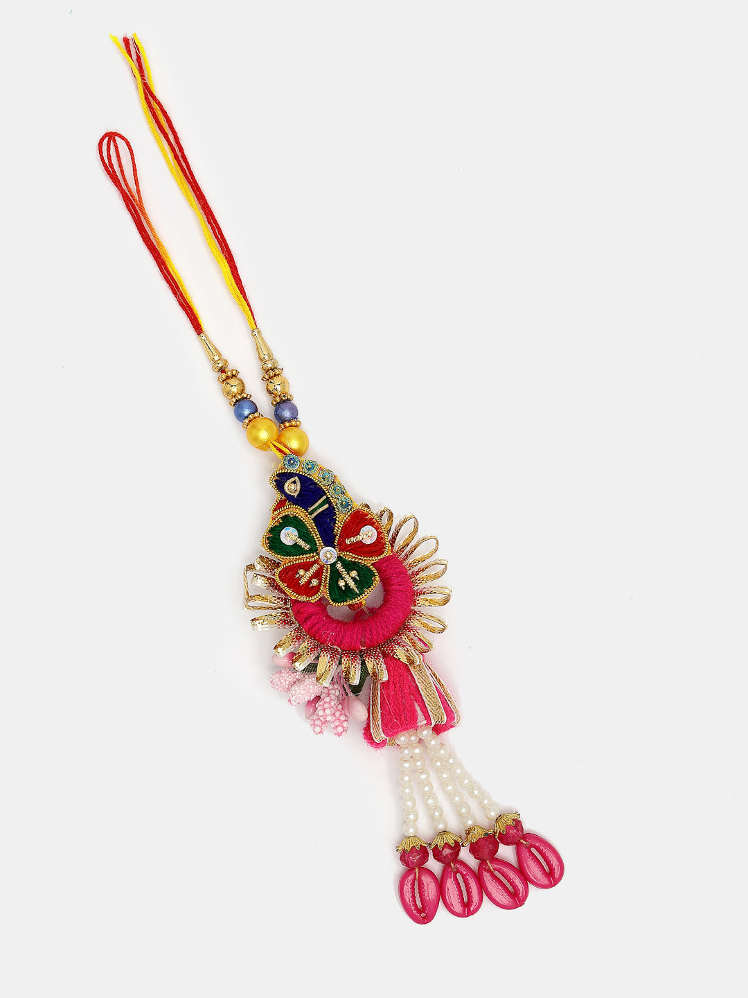 Set Of 2 Multicolor Thread Work & Beaded Bhaiya Bhabhi Rakhi With Roli Chawal