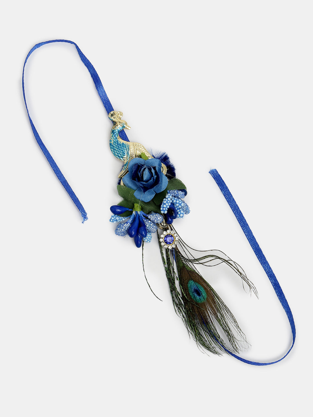 Set Of 2 Blue Peacock Design Bhaiya Bhabhi Rakhi With Roli Chawal