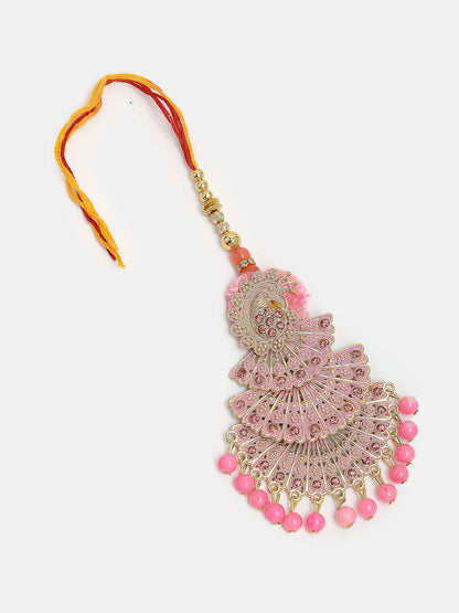 Set Of 2 Multicolor Peacock Design Stone-Studded & Beaded Bhaiya Bhabhi Rakhi With Roli Chawal