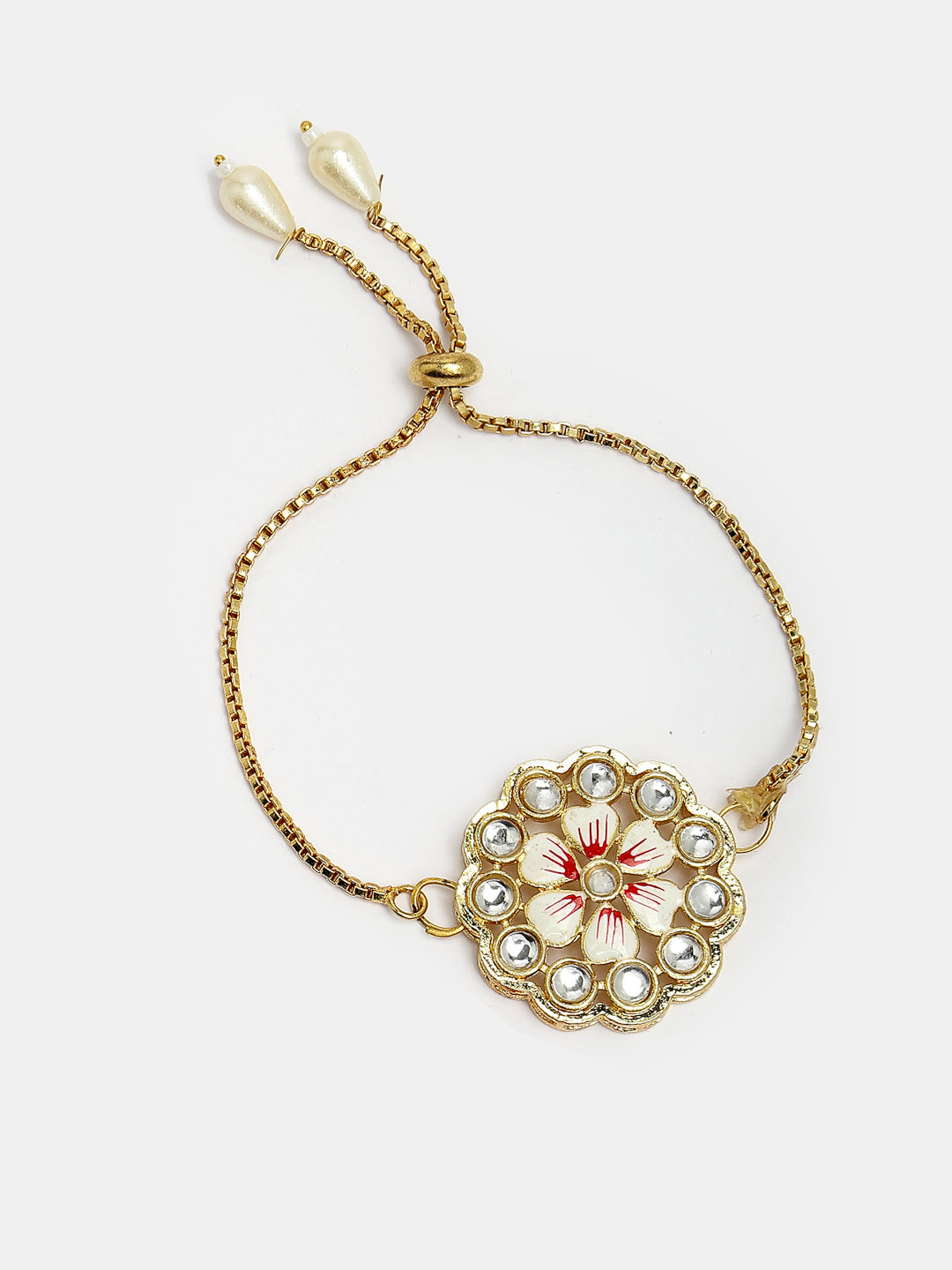 Set Of 2 Gold Kundan-Studded Bhaiya Bhabhi Rakhi Set With Roli Chawal & Chocolate
