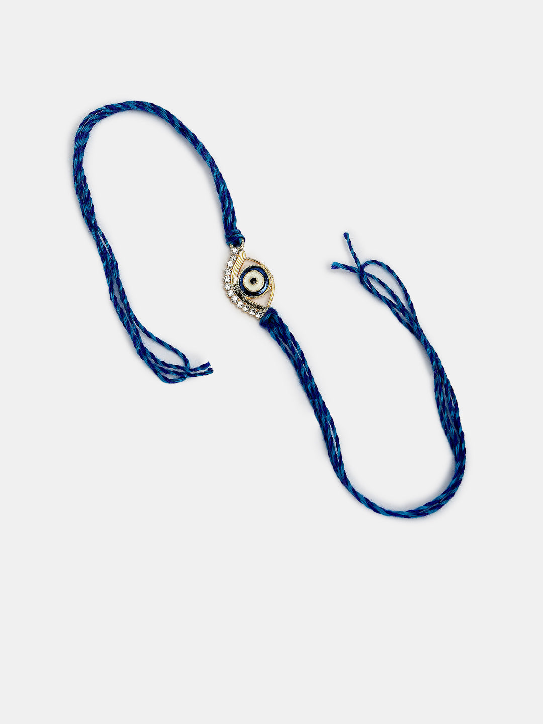 Set Of 2 Blue Evil Eye Bhaiya Bhabhi Rakhi Set With Roli Chawal & Chocolate