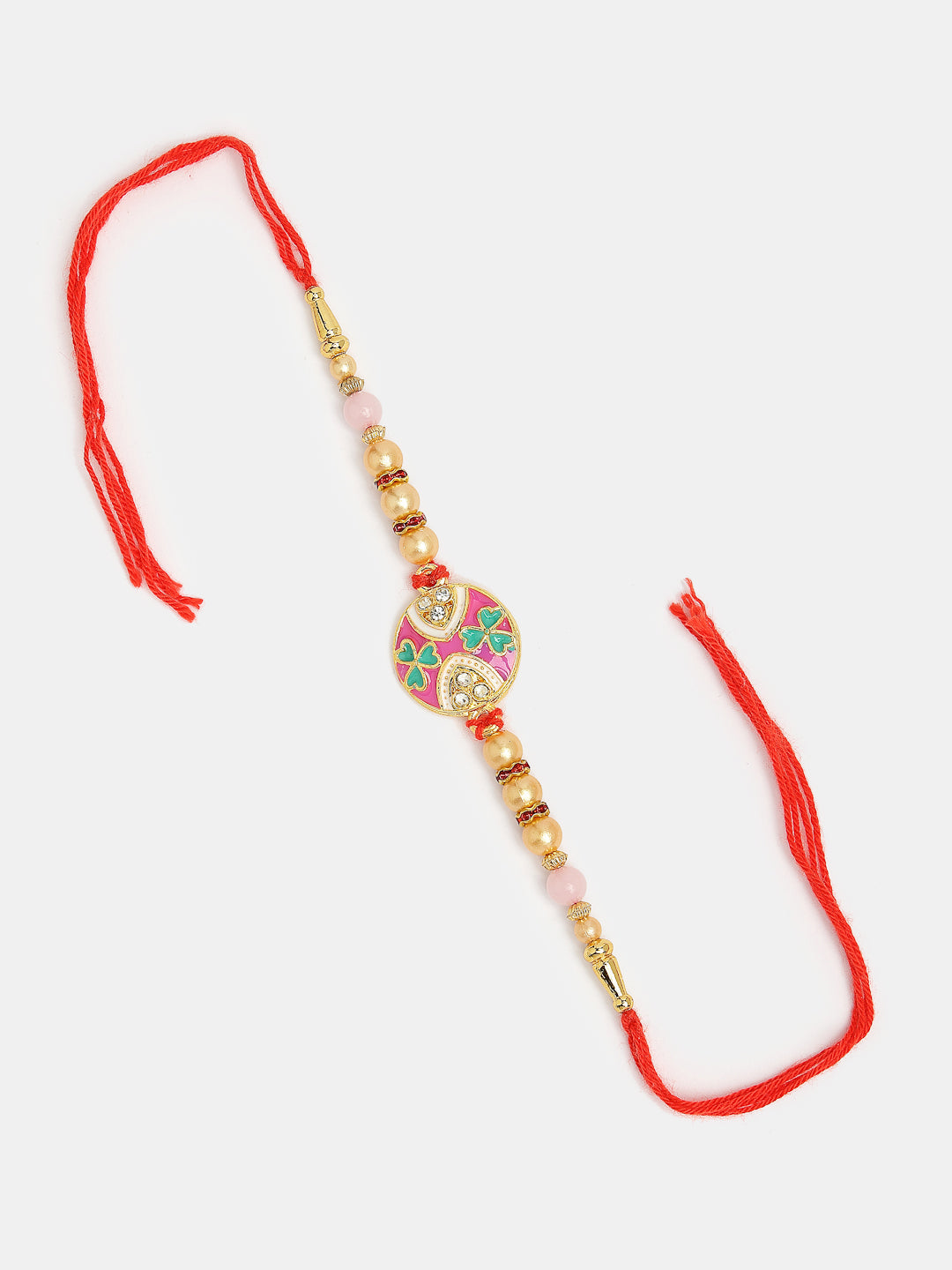 Set Of 2 Multicolor Artificial Beads Bhaiya Bhabhi Rakhi With Roli Chawal