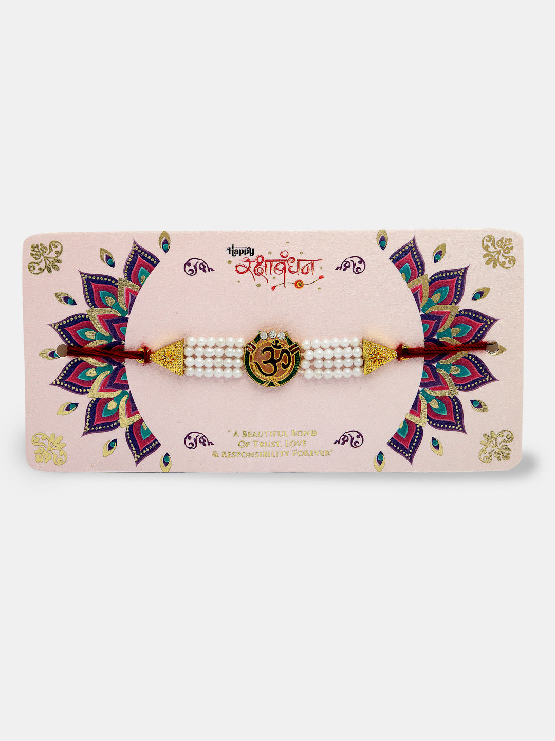 Set Of 2 White Pearl Bhaiya Bhabhi Rakhi With Roli Chawal & Chocolate