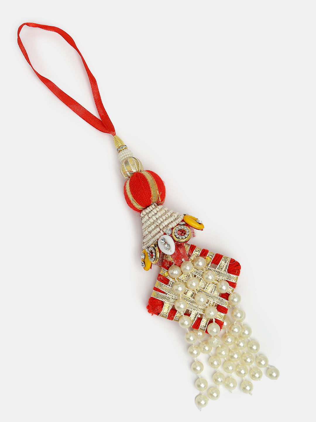 Set Of 2 White Pearl Bhaiya Bhabhi Rakhi With Roli Chawal & Chocolate