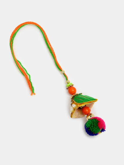 Set Of 2 Multicolor Beaded Bhaiya Bhabhi Rakhi With Roli Chawal & Chocolate