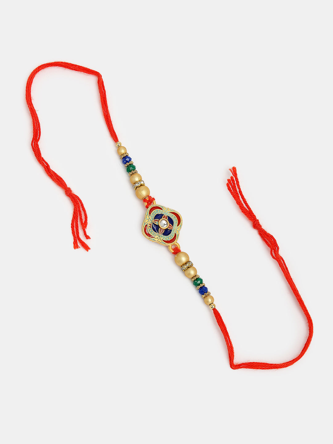 Set Of 2 Multicolor Beaded Bhaiya Bhabhi Rakhi With Roli Chawal & Chocolate