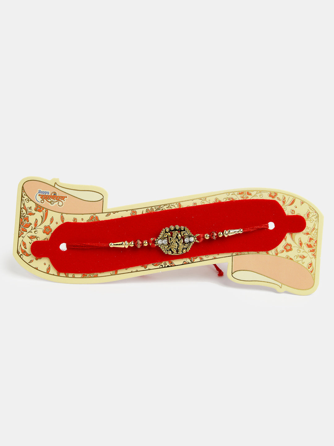 Set Of 4 Multicolor Radha Krishna & Peacock Design Rakhi With Roli Chawal
