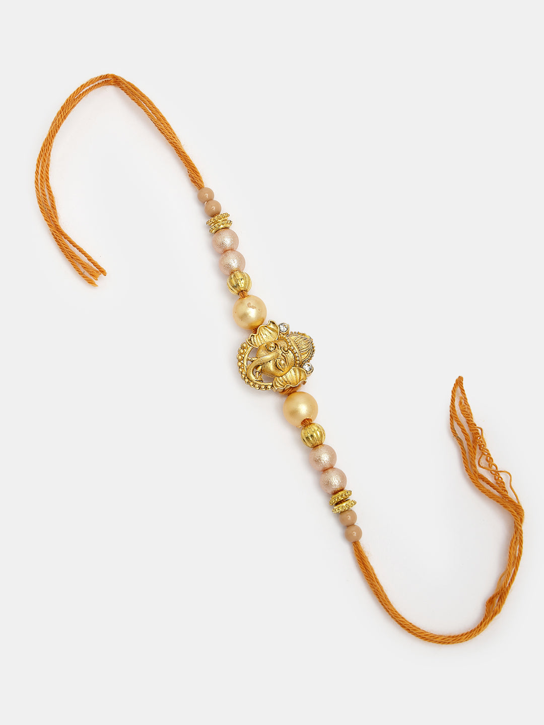 Set Of 4 Multicolor Stone-Studded Ganesh Rakhi With Roli Chawal