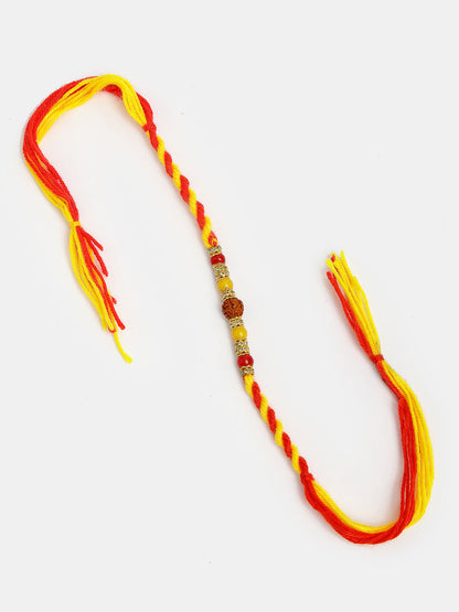 Set Of 4 Multicolor Artificial Stone And Beads Rakhi With Roli Chawal & Chocolate