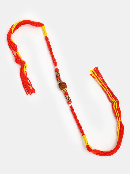 Set Of 4 Multicolor Artificial Stone And Beads Rakhi With Roli Chawal