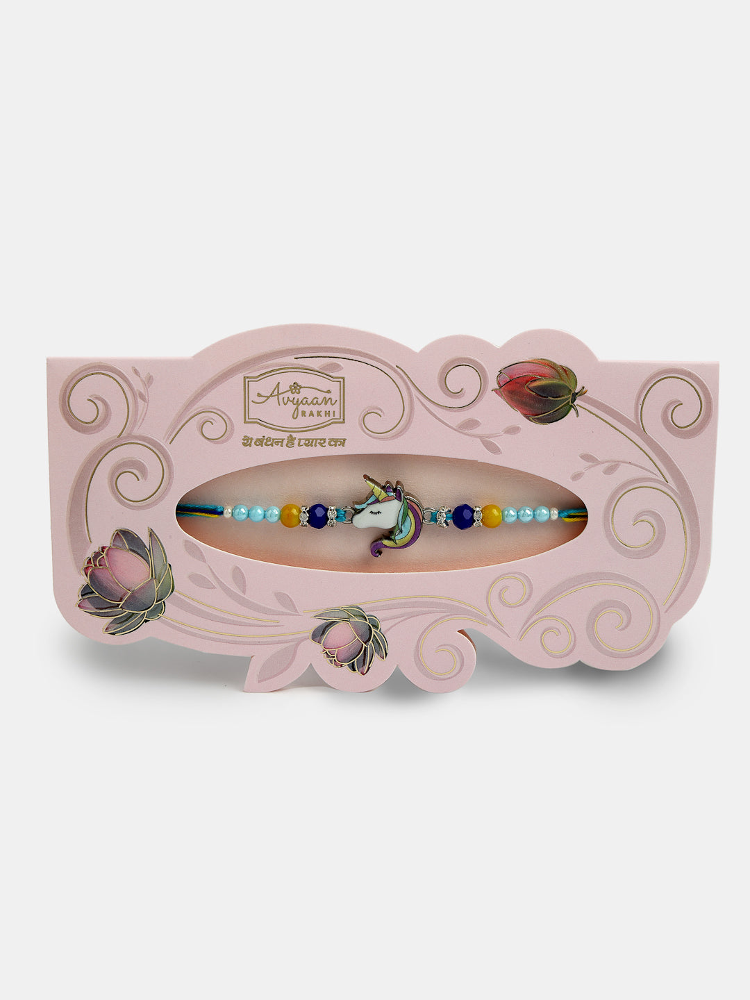 Set Of 4 Multicolor Evil Eye & Artificial Stone And Beads Rakhi With Roli Chawal & Chocolate