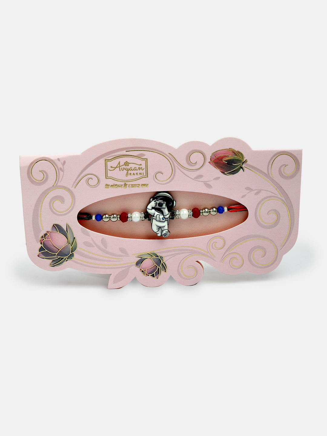 Set Of 4 Multicolor Evil Eye & Artificial Stone And Beads Rakhi With Roli Chawal & Chocolate
