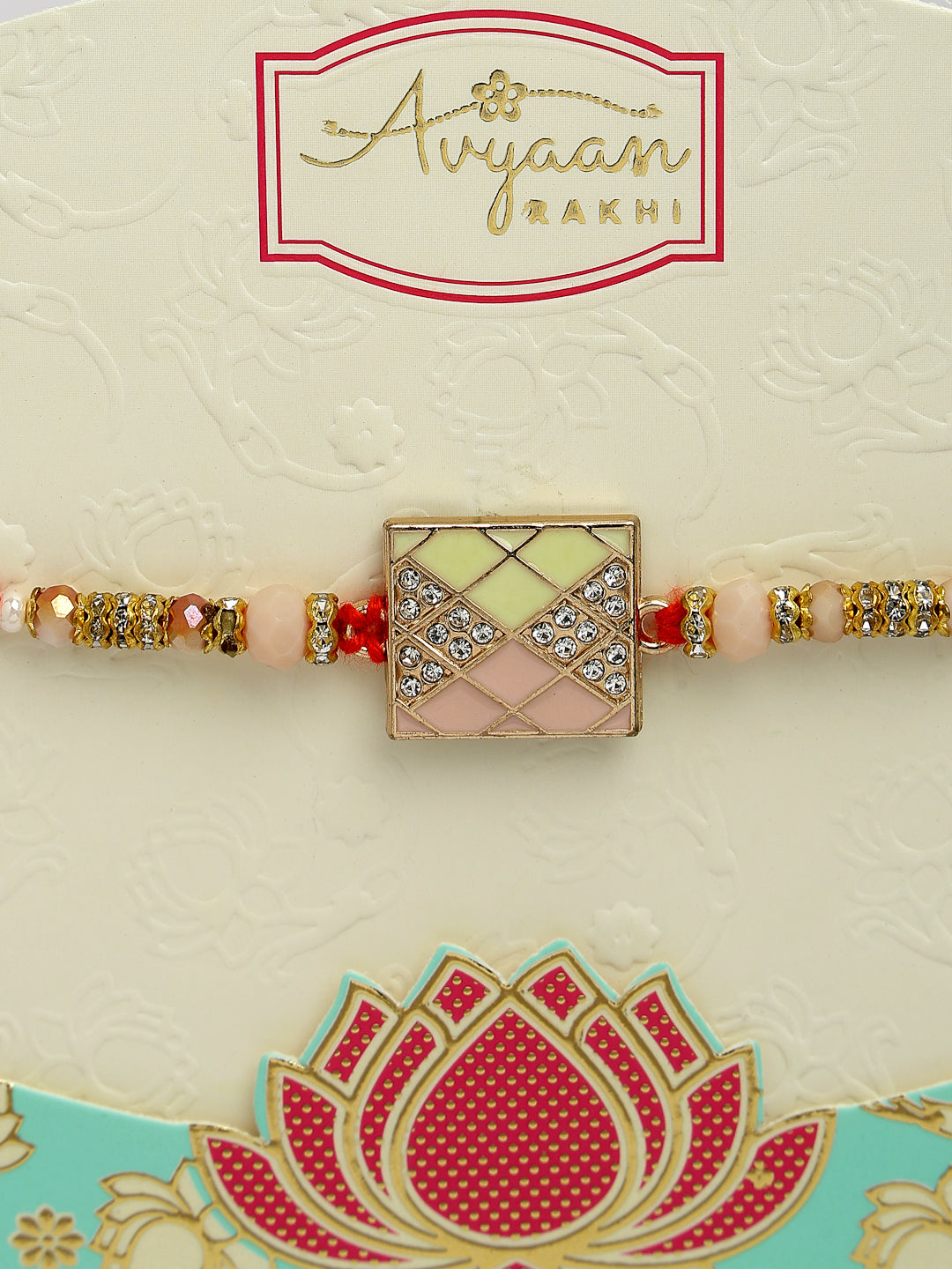 Set Of 2 Multicolor Stone-Studded Rakhi With Roli Chawal & Chocolate
