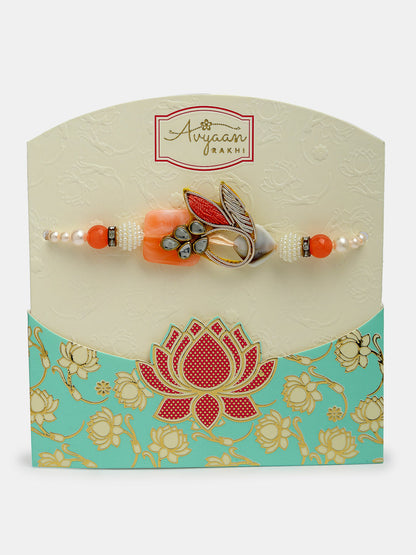 Set Of 2 Multicolor Stone-Studded Rakhi With Roli Chawal