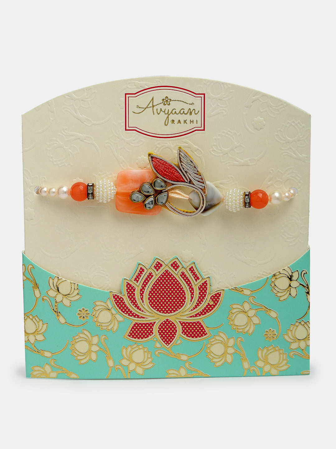 Set Of 2 Multicolor Stone-Studded Rakhi With Roli Chawal