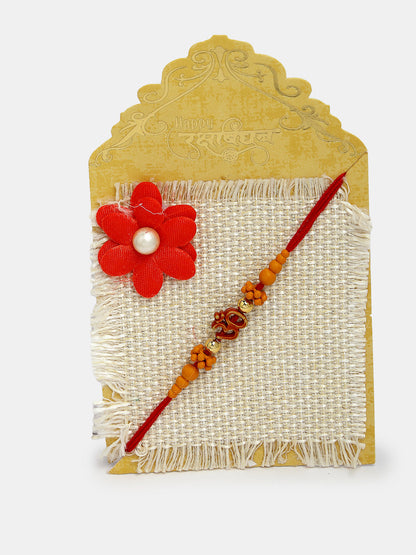 Set Of 2 Gold-Toned Ganesha Stone-Studded Rakhi With Roli Chawal