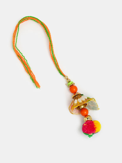 Set Of 2 Red Beaded Lumba Rakhi With Roli Chawal