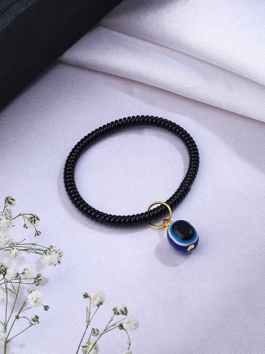 Black Evil Eye Spring Ring Rakhi With Roli Chawal