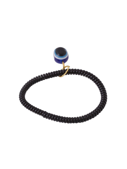 Black Evil Eye Spring Ring Rakhi With Roli Chawal