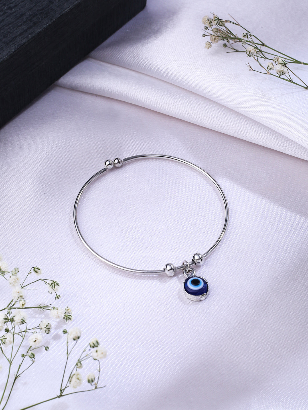 Silver-Plated Evil Eye Rakhi With Roli Chawal