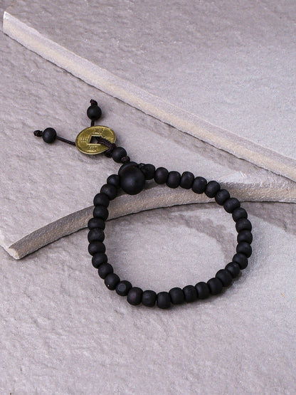Black Beaded Elasticated Rakhi With Roli Chawal