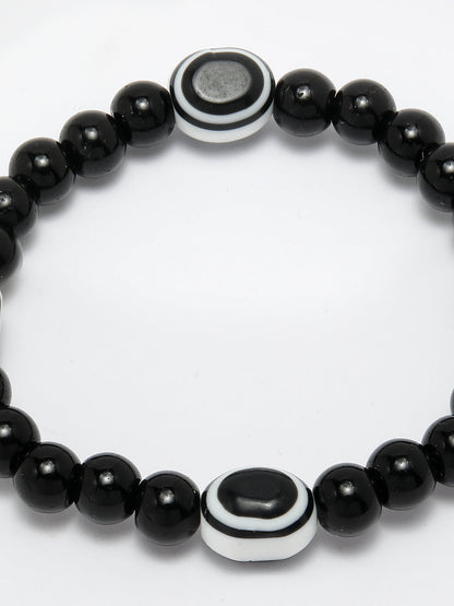 Black Evil Eye Elasticated Rakhi With Roli Chawal