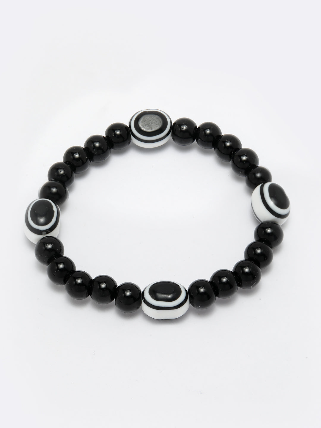 Black Evil Eye Elasticated Rakhi With Roli Chawal