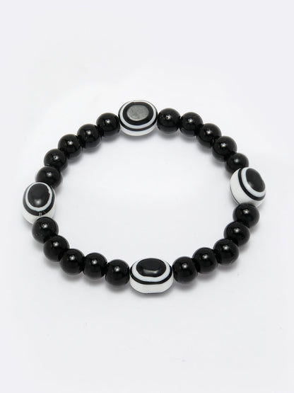 Black Evil Eye Elasticated Rakhi With Roli Chawal
