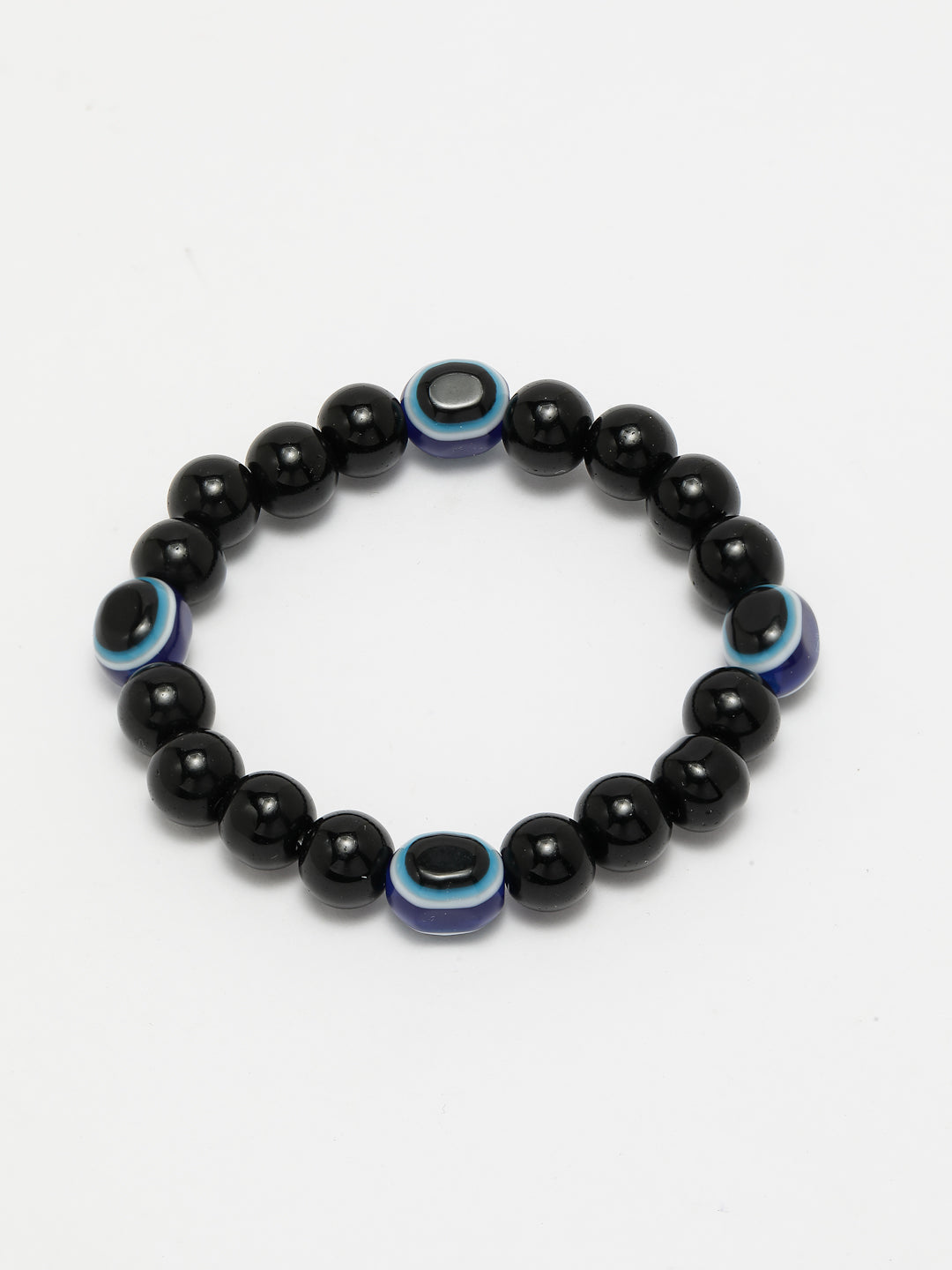 Black Evil Eye Elasticated Rakhi With Roli Chawal