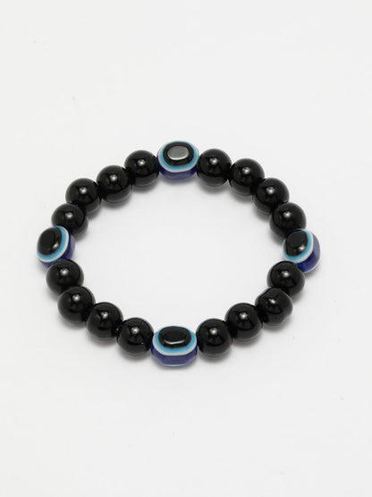 Black Evil Eye Elasticated Rakhi With Roli Chawal