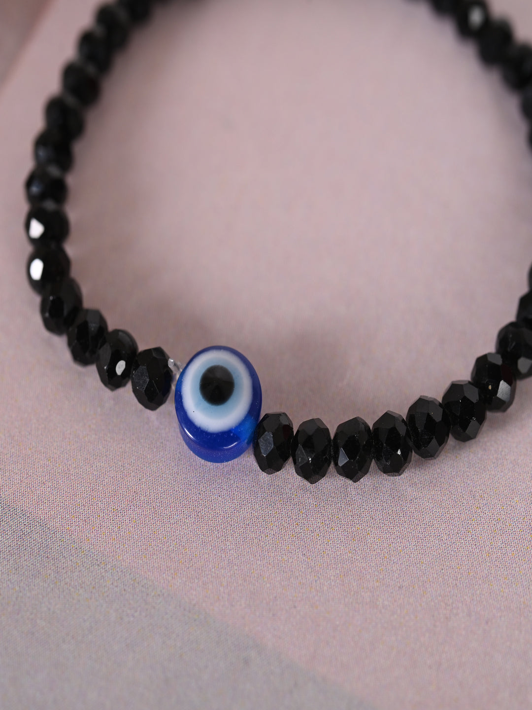 Black Evil Eye Elasticated Rakhi With Roli Chawal