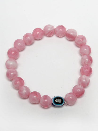 Set Of 4 Multicolor Evil Eye Elasticated Rakhi With Roli Chawal